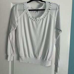 White sweat top with slight boxy fit